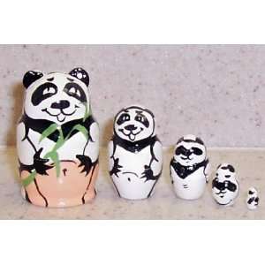  Panda Bear * Russian nesting doll mini * 5pc / 1.5in * mn.v.5.panda 