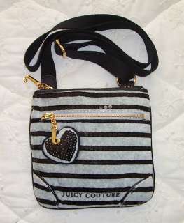   Couture Velour HEART SEQUIN STRIPE Small Crossbody Bag HEATHER COZY GR