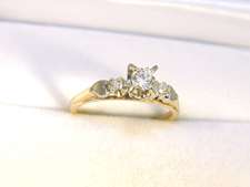 14K/18K Yellow/White Gold 3 Diamond Engagement Ring   GIA Appraised $ 