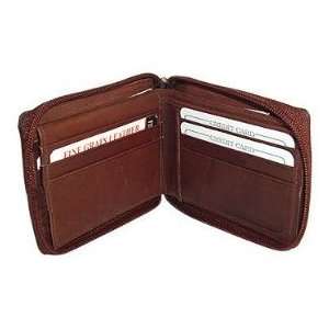  Genuine Leather Zipper Bi Fold Mens Wallet Card Currency 