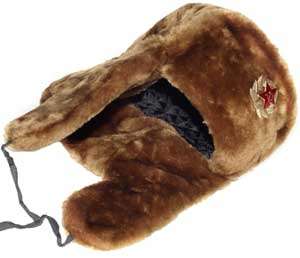 Russian ushanka winter hat. Brown Faux fur. Trapper Bomber Ear Flap 