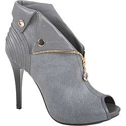 Italina Womens Grey Collar Peep Toe Booties  