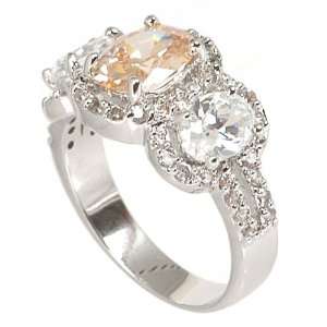  Champagne & Clear CZ Ring Jewelry
