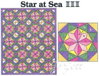 Star at Sea Quilt Block & Quilt quilting pattern & templates  