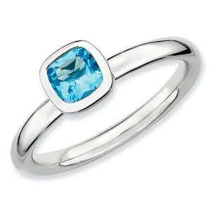 Stackable Expressions Sterling Silver Cushion Cut Blue Topaz Stackable 