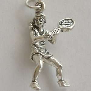  Sterling Silver Tennis Player Charm