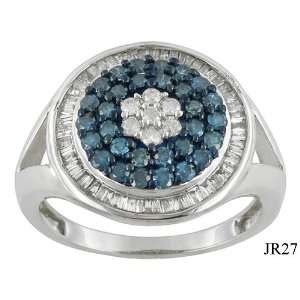   00 CTW NATURAL WHITE & BLUE DIAMOND RING SIZE 8 