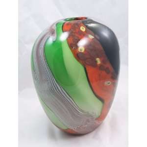   Italian Design Glass Marble Swirls Design Vase Patio, Lawn & Garden