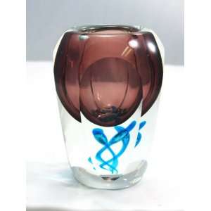   Italian Design Rainbow Blue Sommerso Glass Vase Patio, Lawn & Garden