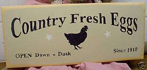 Primitive Wood Sign   Country Fresh Eggs  