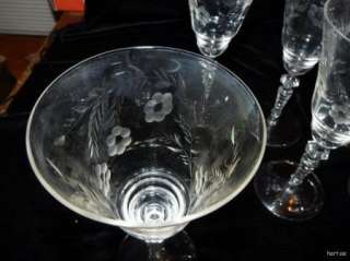 Set 6 Libbey Cut Optic Glass Wine Goblet #2006 3 ca 1940 Box Stem $180 
