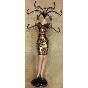  Valentino Leopard Black & Gold Short Gown Jewelry Display 