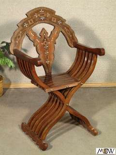 SOLID WALNUT Arabian MOSAIC Mother of Pearl FOLDING CHAIR chind01 