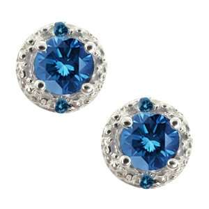  0.52 Ct Genuine Round Blue Diamond Gemstone Sterling 