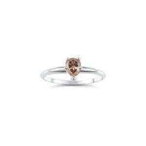  0.51 Cts Brown Solitaire Diamond Ring in 14K White Gold 8 