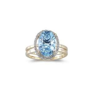  0.15 Ct Diamond & Sky Blue Topaz Ring in 14K Yellow Gold 3 