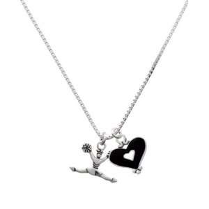Cheerleader   Splits and Black Heart Charm Necklace