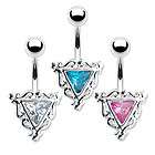 VINTAGE TRIANGLE GEM BELLY NAVEL RING FANCY CZ BUTTON PIERCING JEWELRY 