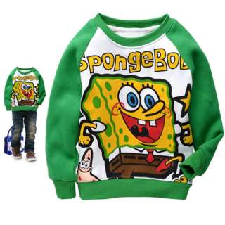 Green Kids Boys SpongeBob SquarePants Fleece T Shirt Coat 2 8 Years 