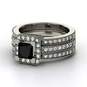 Va Voom Ring, Princess Black Onyx 14K White Gold Ring with Diamond