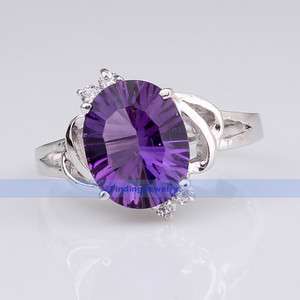 Genuine 2.0CT Purple Amethyst Silver Ring Size 7 1/2  