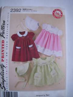 VINTAGE Style Patterns 50s Babies Dress & Bonnet With Embroidery 