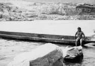 1897 Native with dugout canoe, Columbia River, PHOTO  