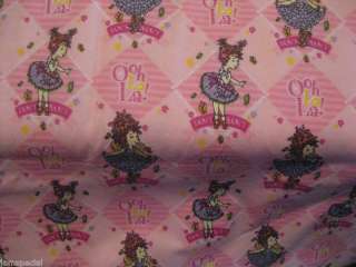 yard Fancy Nancy Flannel Fabric Pink Childs  