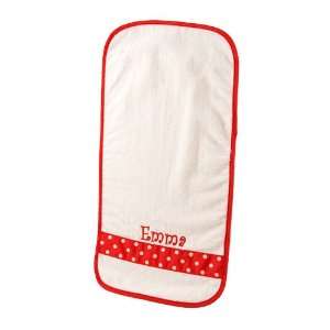 Personalized Baby Burp Cloth with Ribbon Accent   Red/White Polka Dot