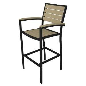   Outdoor Bar Arm Chair   Khaki with Black Frame Patio, Lawn & Garden