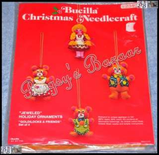 Vtg Bucilla 4 GOLDILOCKS & FRIENDS Ornaments Felt Christmas Kit   3 