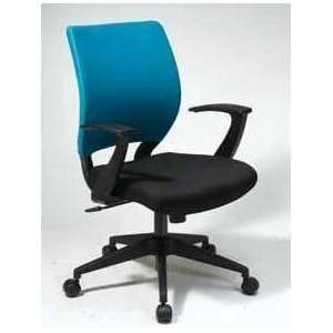 Blue Colored Sleeve Back Task Chair with Black Mesh Fabric Seat and T 