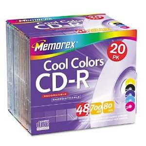  Memorex® CD R Discs, 700MB/80min, 48x, Slim Jewel Cases 