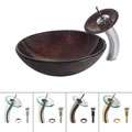 Kraus Copper Illusion Glass Vessel Sink and Waterfall Bathroom Faucet 