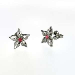  Star Flower Earrings, Sterling Silver Stud Earrings with 