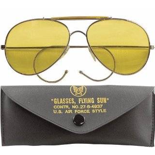Yellow Lenses US Air Force Style Aviator Sunglasses w/Case
