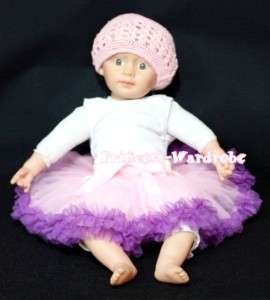 Newborn Baby Pink Purple Pettiskirts Skirts Tutu 3 12M  