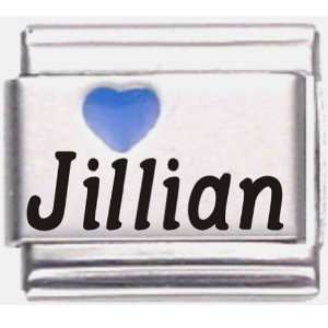  Jillian Dark Blue Heart Laser Name Italian Charm Link 