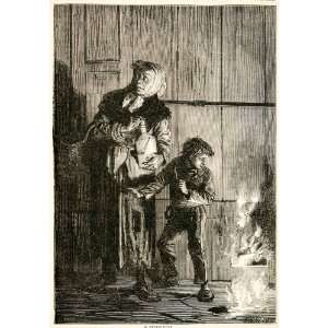 1874 Wood Engraving Paris Commune Uprising Woman Child Petroleuse Fire 