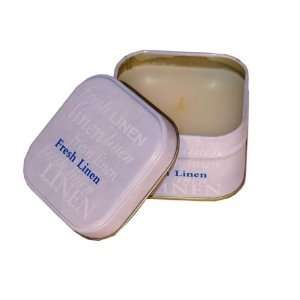  Fresh Linen Scented Candle In Square Travel Tin Case Pack 