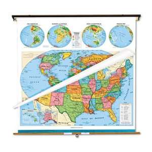  Cram Intermediate Political United States and World Map 