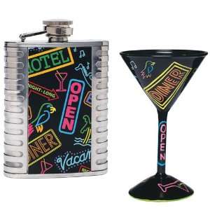  Lolita Purse Party Gift Set NEON Flask & Martini Glass 