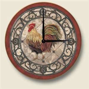 Wooden Wall Clock   Iron Gate Rooster   Made in USA