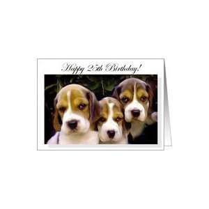  Happy 25th Birthday Beagle Puppies Card Toys & Games