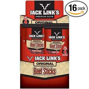 Jack Links 4 Pack Beef Sticks, Original, 3.2 Ounce Packages (Pack of 