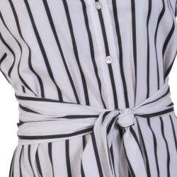 Jones New York Womens Striped 3/4 length Sleeve Belted Tunic Blouse 