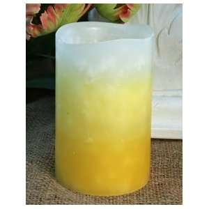 Wax Flameless Candle Yellow Layered 3 x 5 Scented 