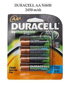 Duracell Rechargeable 4 ea AA NiMH batteries 2450 mAh  