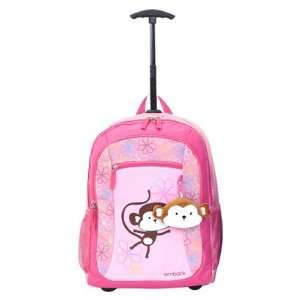 Embark Kids Rolling Backpack  Pink with Monkey 