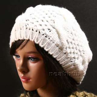 Unisex BEANIE Knit Crochet Rasta Ski Hat Cap 1027 WHITE  